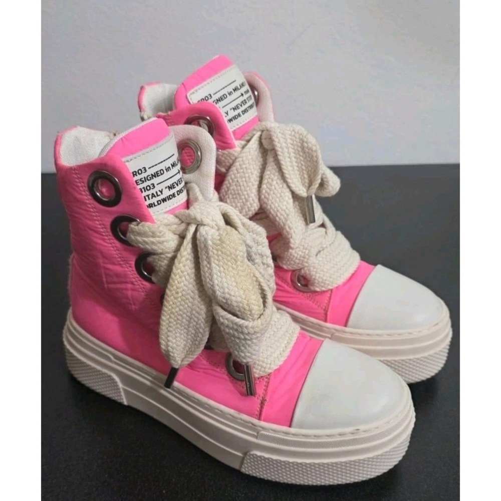 Womens Cristianzerotre Miami V2 Neon Pink High-Top Sneakers Rave Platform 37 EUC